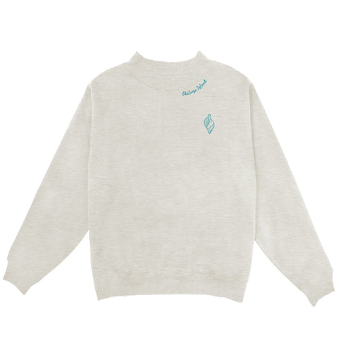 Islanders Seashell Embroidered Mock Neck Oatmeal