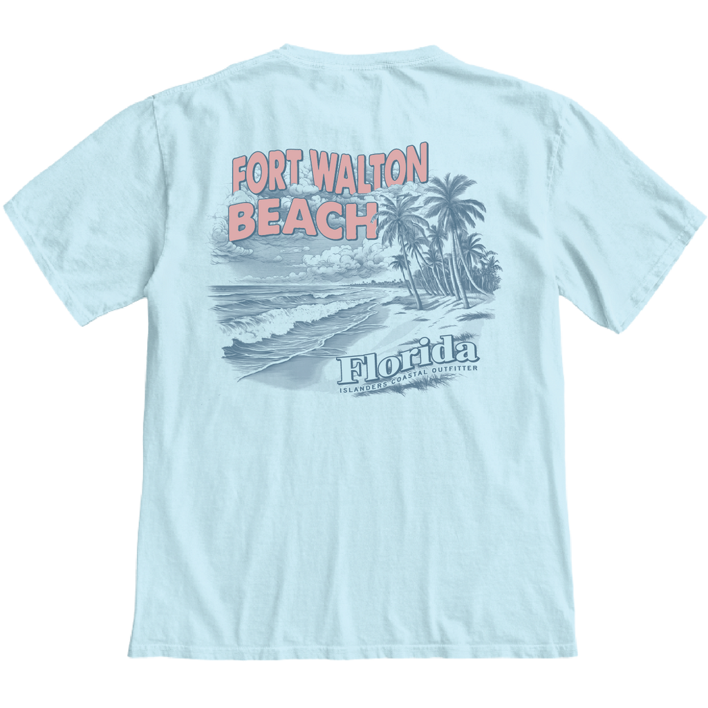 Islanders Best of Times Beach Palm Tee Powder Blue -COMING SOON