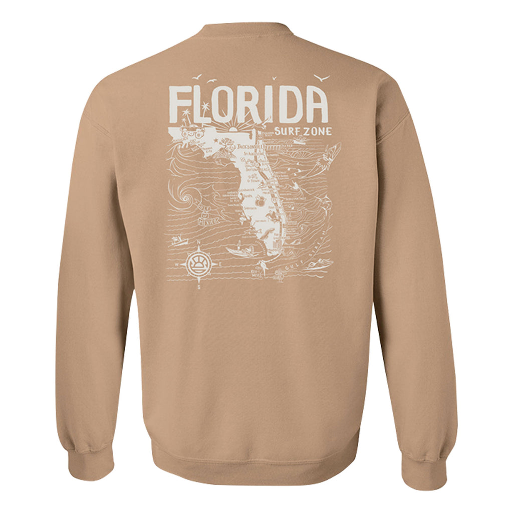 Distant Local X Islanders Florida Map Crew Sweatshirt - Latte
