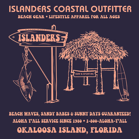 Islanders Tiki Retro Ad T-Shirt - Navy