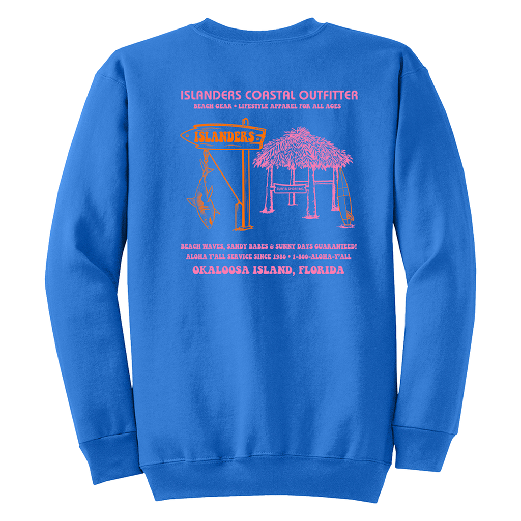Islanders Tiki Retro Ad Crew Sweatshirt - Royal Blue