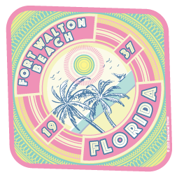 Steamboat Sticker Fort Walton Beach Retro Palms