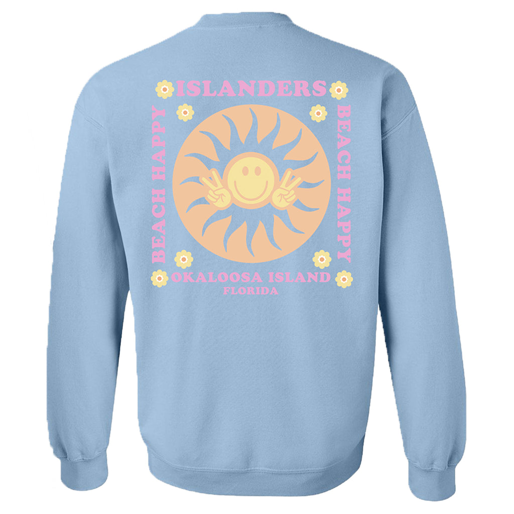 Islanders Beach Happy Crew Sweatshirt - Light Blue