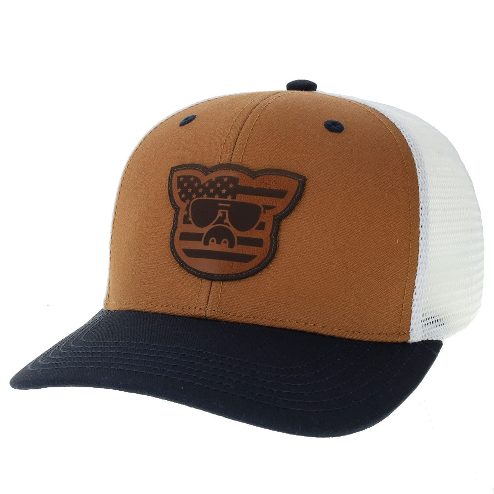 Leather American Pig Face Mid-Pro Snapback
